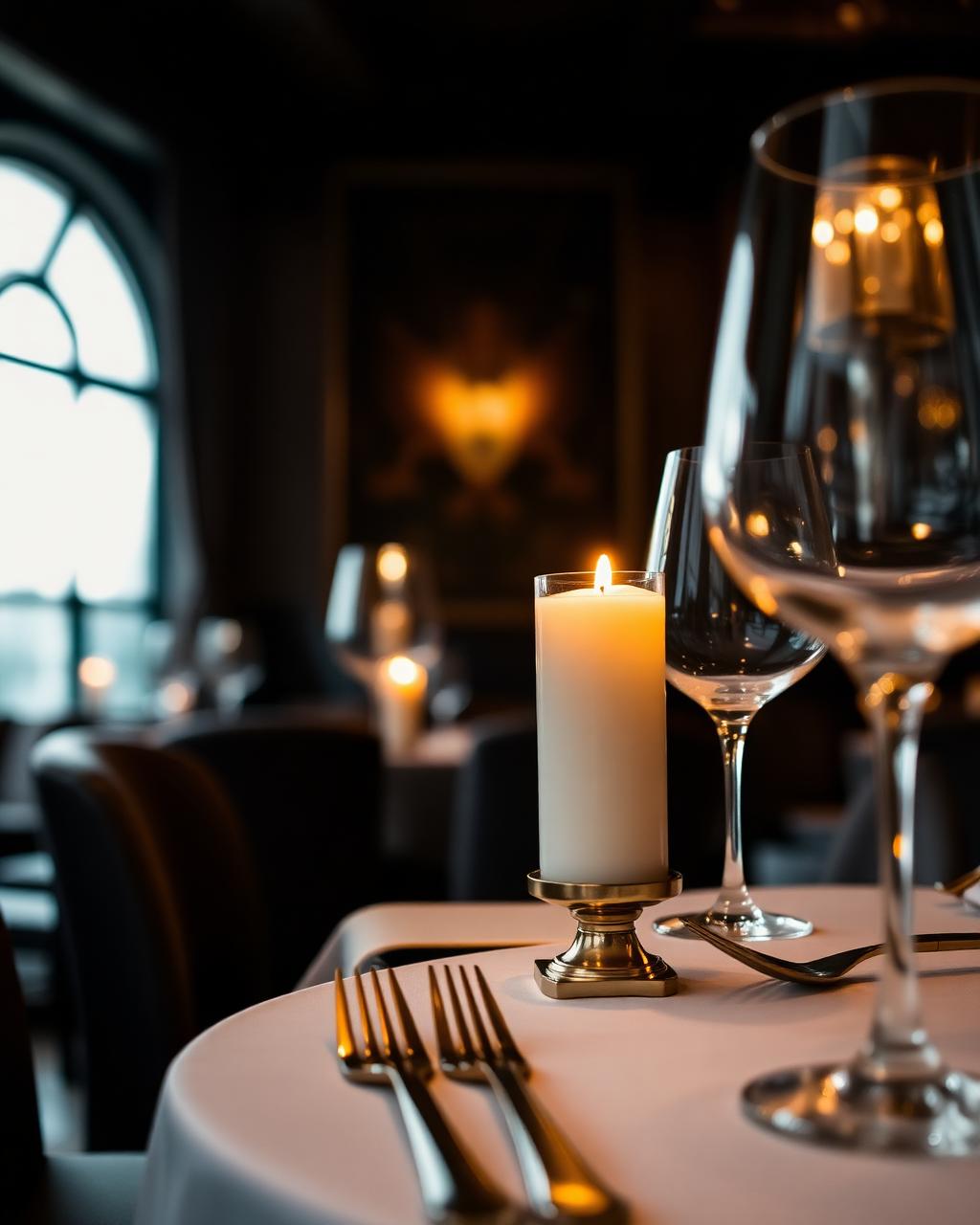 Candlelit dinner setting